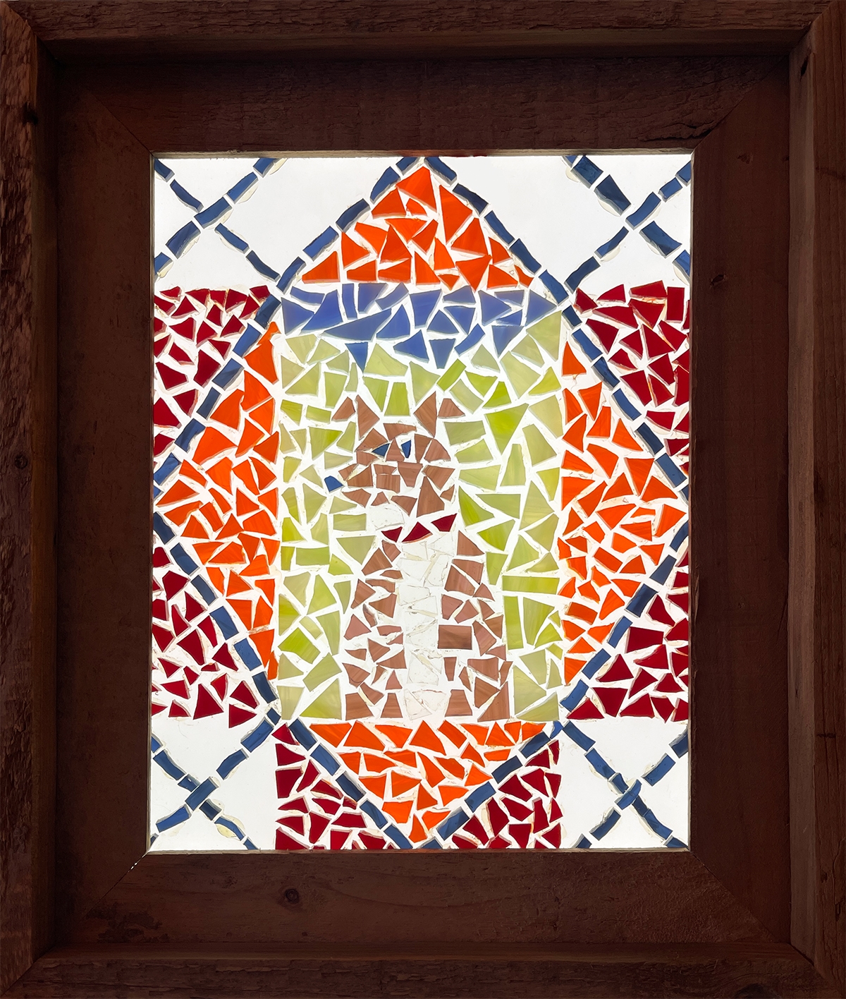 Portrait of a dog created in glass mosaic pieced