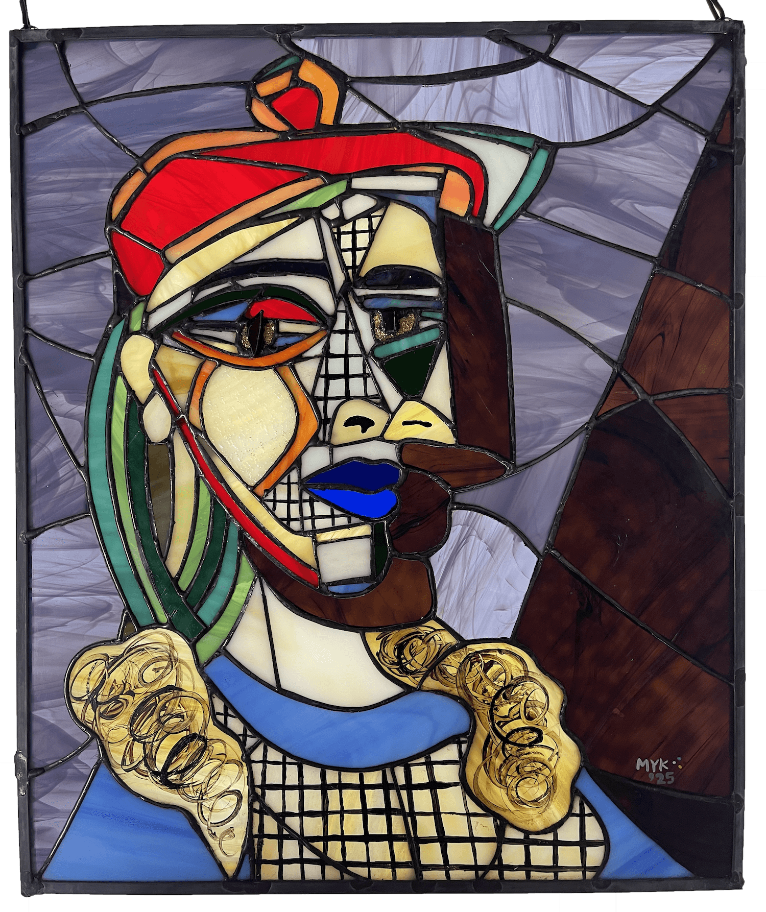 Picasso stained glass portrait by Myk Klemme