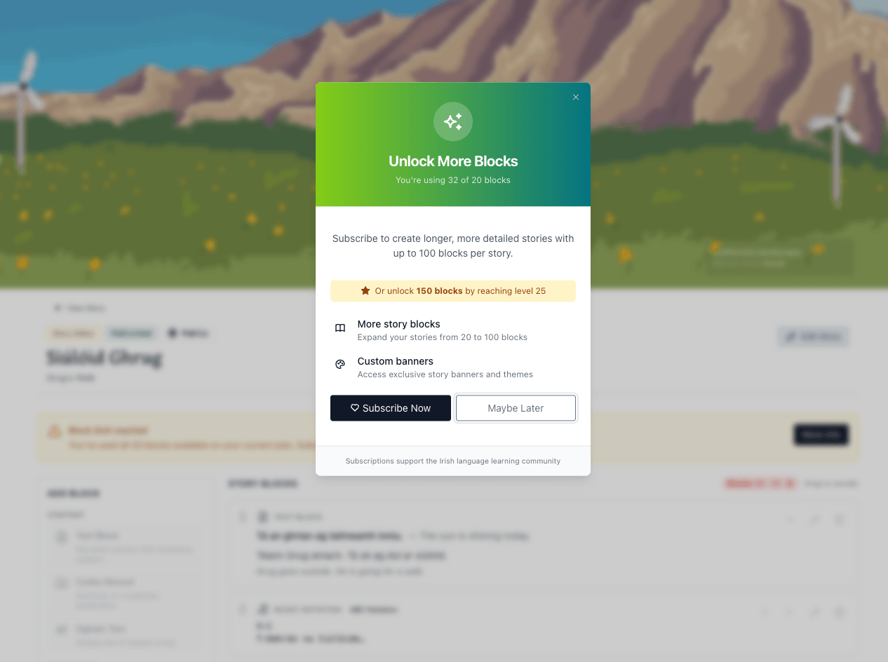 Example of a dark mode special effect in the Love.irish story teller system