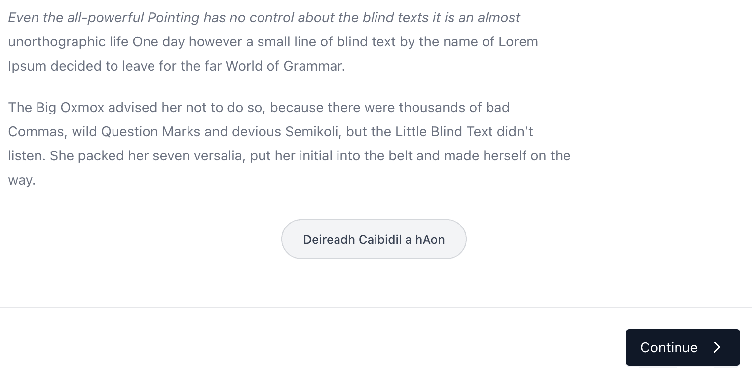 Example of a dark mode special effect in the Love.irish story teller system