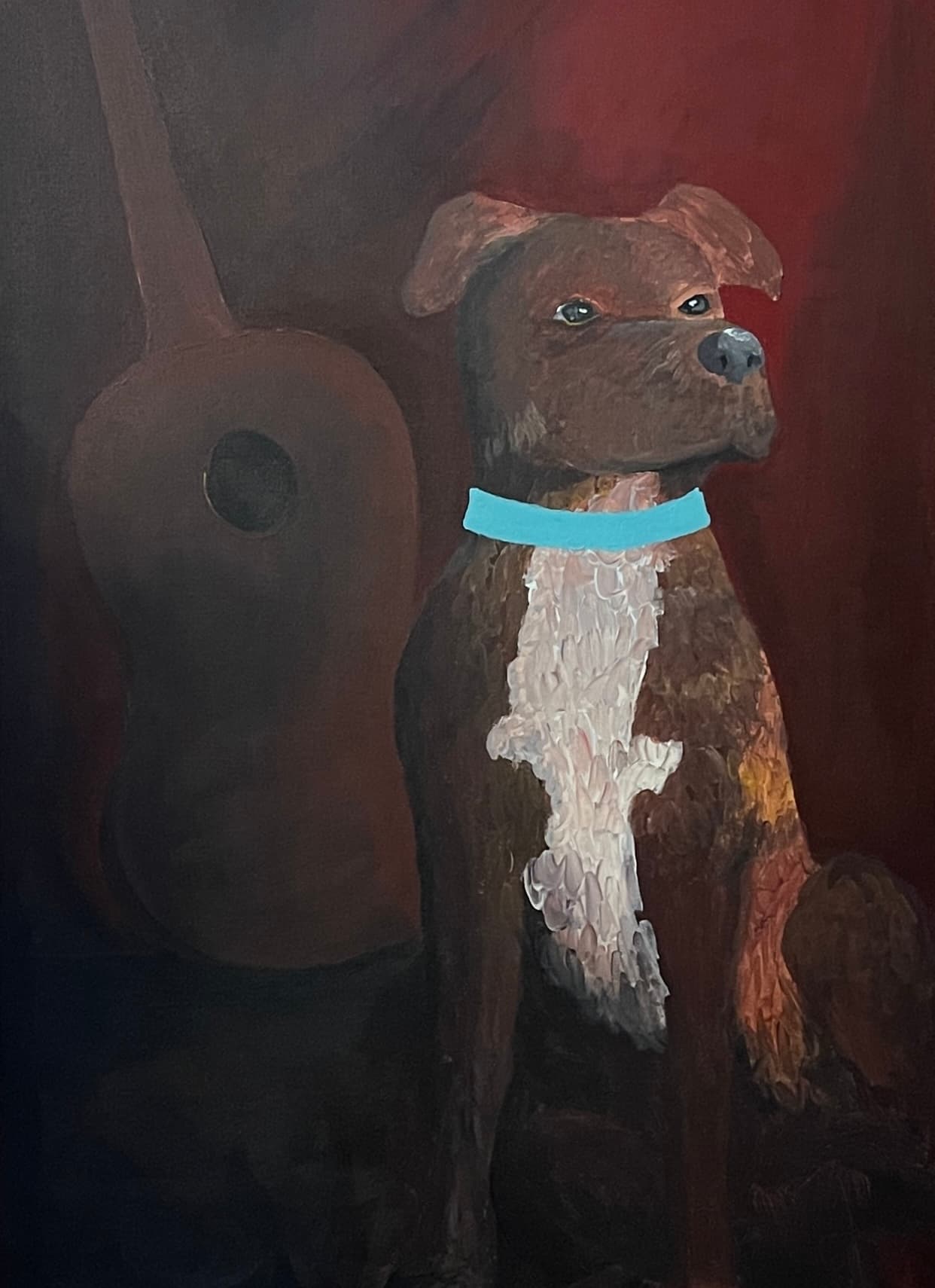 A painting of a wood frame