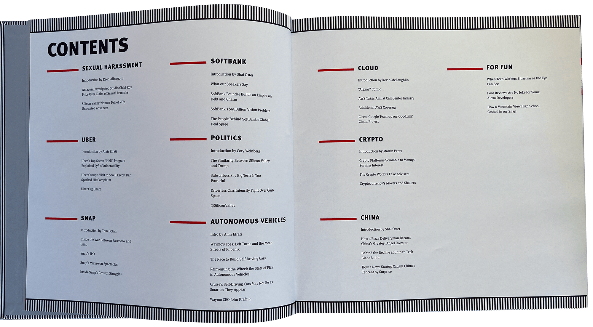 Table of contents page for The Information's Year in Review 2017