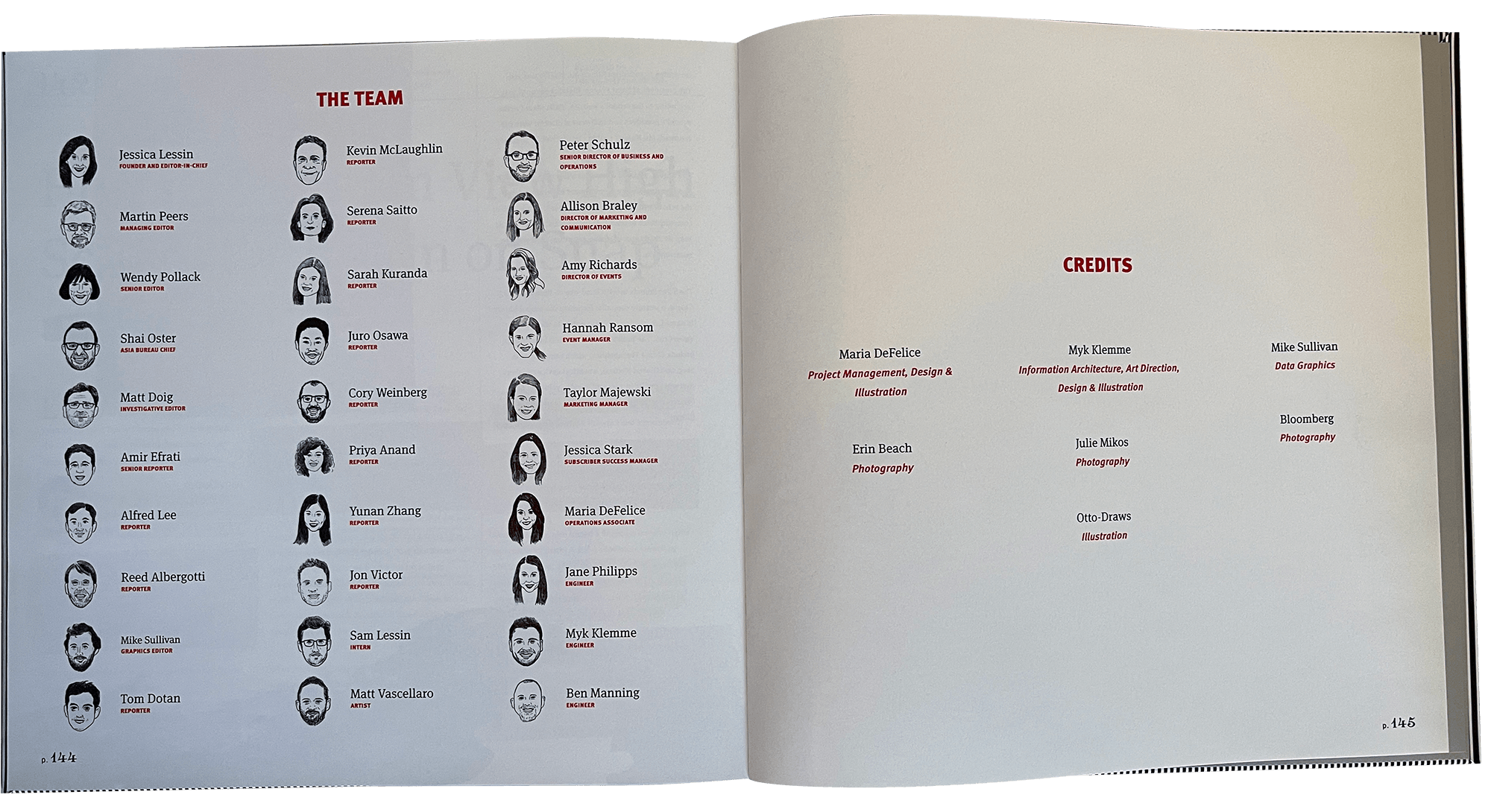 Team page and credits for The Information's Year in Review 2017